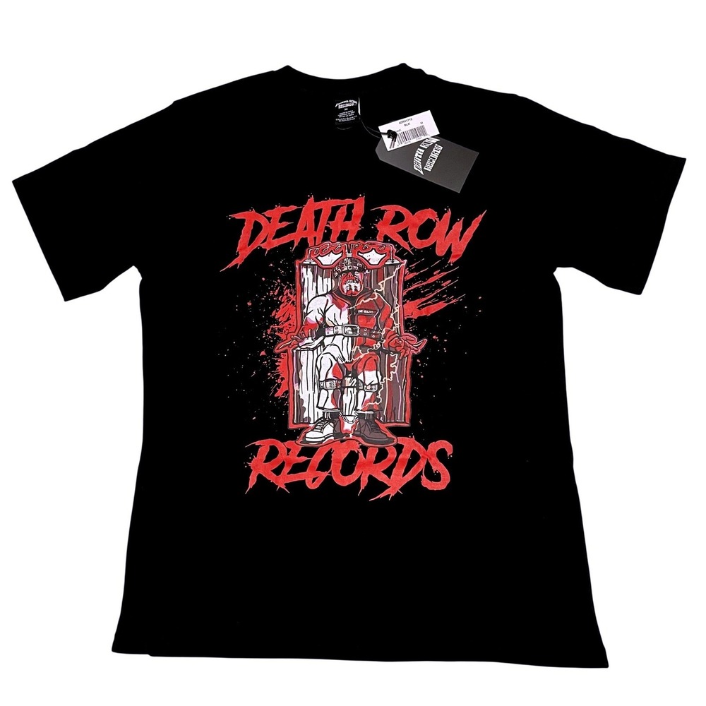 Death Row Records‎ Black Graphic T Shirt Blood Chair Print Size M